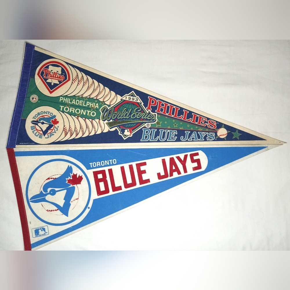 Vintage Toronto Blue Jays Pennants Lot of 2 Standard 12 x 30